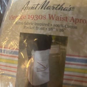 Bib Apron Aunt Martha's Vintage style kitchen craft striped New Cotton.